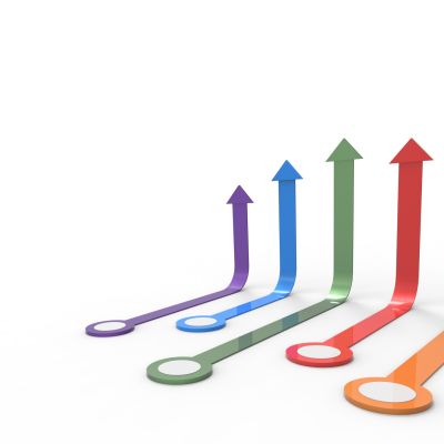 Colorful arrow. Growing business concept.3D rendering.