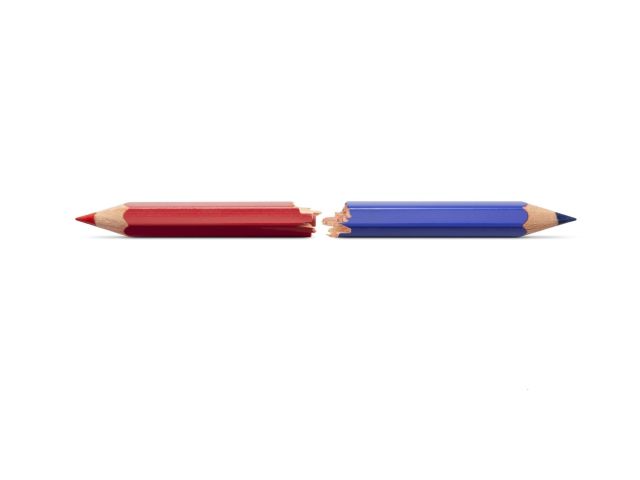 Broken red and blue pencil
