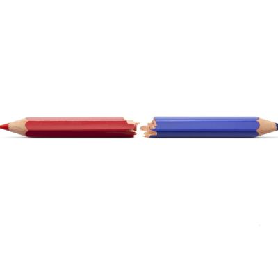 Broken red and blue pencil